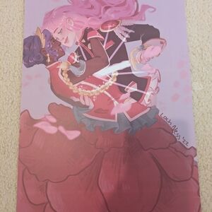 Romantic Anime Art Print with Pink and Purple Tones